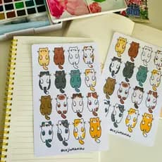 Cartela de Adesivos para Planner Gatinhos Fofs / 2 Cartelas de Adesivos Miau Gatinhos Variados