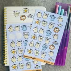 Cartela de Adesivos para Planner POMPOMPURIN Kawaii