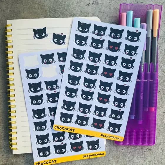 Cartela de Adesivos para Planner Chococat / Cartela de Adesivos Kawaii Chococat