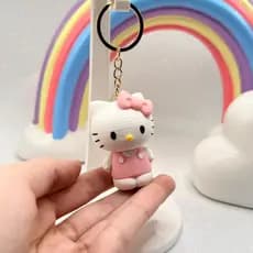 Chaveiro Fofo Hello Kitty Rosa Kawaii 3D