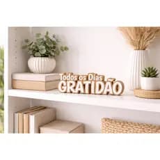 Letreiro Gratidão Placa Decorativa para Casa e Escritório