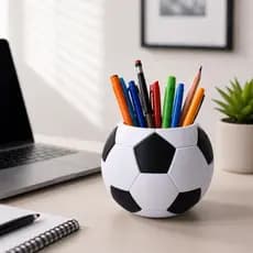 Porta Lápis e Canetas Bola Futebol Organizador de Mesa Decorativo para Escritório e Quarto