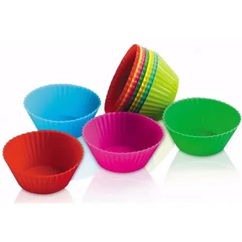 Kit 6 Unidades Forma Silicone AIR FRY FORNO Cupcake Muffins Reutilizáveis - Colorida