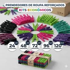 Pregador de plástico para roupa até 120 unidades com mola de aço resistente  Prendedor para roupa