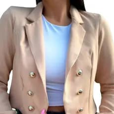 Blazer Feminino Alfaiataria Cropped Social Trabalho Botões Dourados