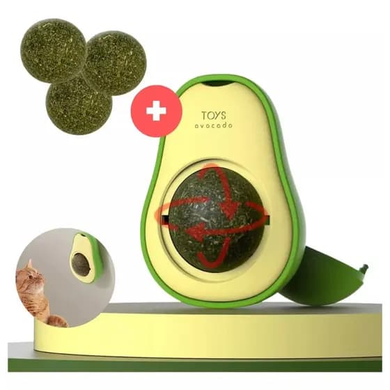 Brinquedos Gato Abacate Com Catnip Ball + 3 Bolinhas Refil