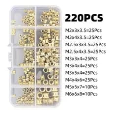 220 Inserto Metálico Rosca Impressões 3d M2 M2.5 M3 M4 M5 M6 SAGARO