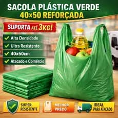 Sacola Plástica Verde 40x50 Reforçada 3kg Atacado - Alta Densidade e Resistência
