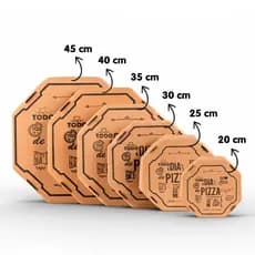 Caixa de Pizza Oitavada Montável - Tamanhos 20, 25, 30, 35, 40, 45cm - Kit com 25 Unidades