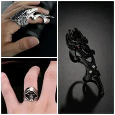 Anel Halloween Corvo ou Dragão ou Caveira Masculino ou Unissex