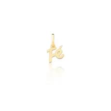 Pingente de Ouro 18k (750) Monograma Fé / Figa / Cruz Religiosa polido + Estojo para Jóias