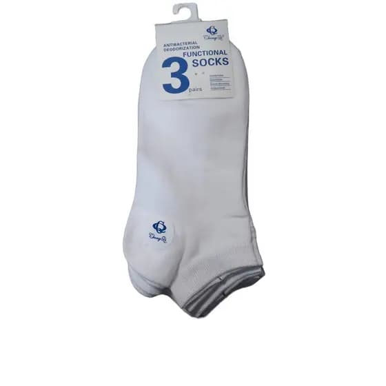 Kit Meia Feminina 2, 3 Pares Soquete Cano Curto Branco Preto 36-41