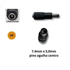 conector adaptador carregador universal para notebook HP pino grosso 7,4mm x 5,0mm