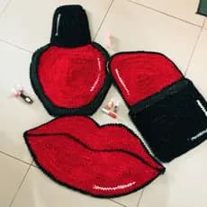 Jogo de tapetes decorativo frufru kit três tapete banheiro