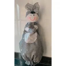 Puxa saco Boneca Xadrez porta sacolas em formato de boneca para guardar sacolas