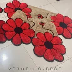 Jogo de Passadeira Cozinha 3 Peças Frufru Flor | Artesanal, Decorativo, Antiderrapante, Super Fofo.