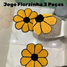 Jogo de Banheiro 3 Peças Florzinha Capacho Para Banheiro Item Fofo Para Casa