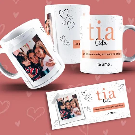 Caneca  Tia Coruja Titia Personalizada com Foto 325ml Porcelana FAM07