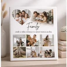 Quadro Decorativo Azulejo Porta Retrato Personalizado Foto Família Album Mural de Fotos Presente