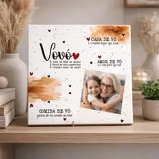 Quadro Decorativo Avó Dia das Mães Sogra Vovó Vó Frases Mural Painel de 6 Fotos Personalizado 20cm