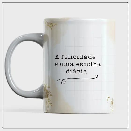 ☕ Caneca Porcelana 325ml com Frase Inspiradora Sua Dose de Motivação Diária 🌞