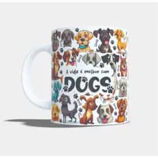 ☕ Caneca Vira Lata Cachorro Dog Adote Não Compre A vida é melhor com dogs Pet Pets Personalizada