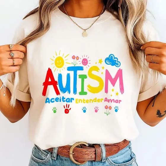 Camiseta Autismo Aceitar Entender Amar Autista Tea Quebra Cabeça Peças Ser diferente Love Autism