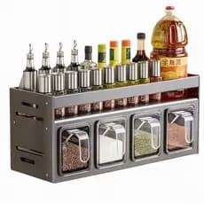 Prateleira de Temperos Inox para Parede 35cm Organizador de Cozinha Rack Multiuso