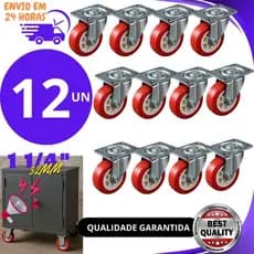 Kit 12 ou 06 un  Rodinhas Rodizio Giratorio para moveis - 32mm PVC/Metal móveis vaso mala