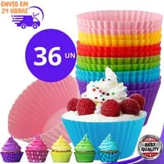 jogo 36/ 24 ou 12un Pecas Forminha De Silicone Forma Assadeira Capcake Mini Bolo Cozinha Air Fryer