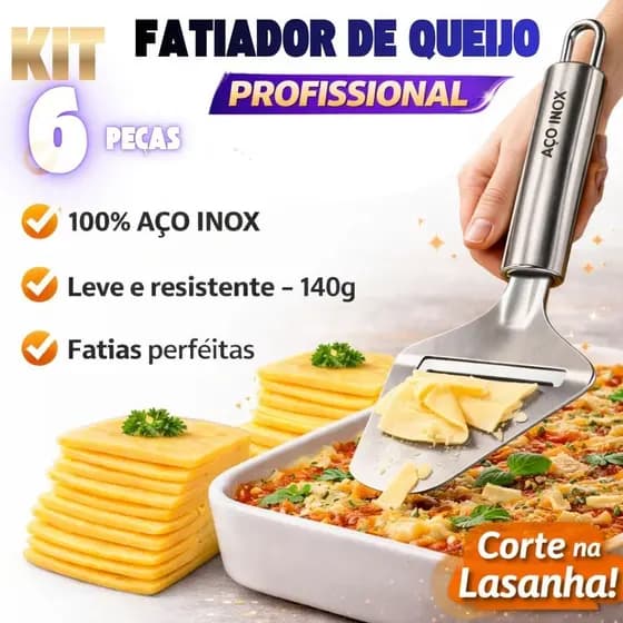 Kits 6/3/1 Fatiador Para Queijos Plaina Cortador De Queijos Fino Cabo Inox Utensílios Cozinha