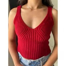 Regata Cropped Tricot Moda feminina detalhes no busto canelado blogueira alcinha
