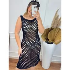 Saida De Praia Feminino Tricot LANA Transparente Furada Vestido Feminino Roupa Feminina Verão