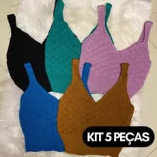 KIT 5 PEÇAS Cropped Escama Sereia Moda blogueira feminino combo barato alcinha top tricô