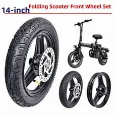 Conjunto De Roda Dianteira 14x2.125 Para Scooters Elétricos Dobráveis , Cubo De Ferro , Pneu A Vácuo