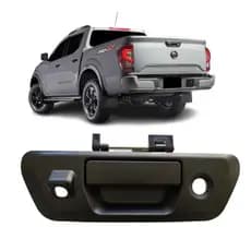Maçaneta da caçamba Tampa Traseira Nissan Frontier 2017 à 2024 Preto com furo para Camera Ré