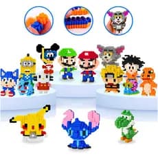 Brinquedo Bloco Pixels De Montar Vários Personagens Desenho Animado, Jogos e Anime