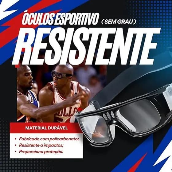 Óculos Esportivo FreeBee Proteção Anti-impacto Basquete Futebol Vôlei Aceita Lente de Grau
