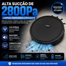 Robô Aspirador de Pó Inteligente Compacto 110V Alta Sucção 2800Pa Filtro HEPA Vortosia