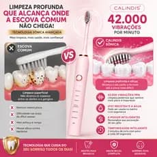 Escova Dental Elétrica Sônica Recarregável USB Rosa Com 4 Refis IPX7 Profissional