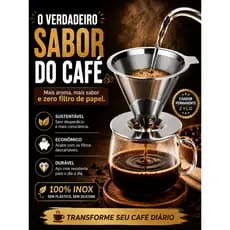 Coador de Café Inox Permanente 103 Reutilizável Filtro Aço Inoxidável Sem Papel Zylo