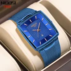Relógio NIBOSI Men's watch original De Luxo Quadrado De Aço Inoxidável À Prova D'água