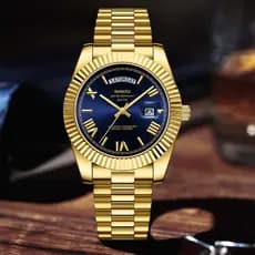 Relógio Masculino De Moda Empresarial Dourado Com Calendário De Luxo Da Marca Nibosi
