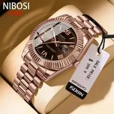Relógio de Pulso NIBOSI Quartzo com Pulseira de Aço Inox/Militar