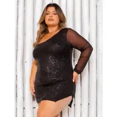 Vestido manga de tule Plus Size moda balada coleção festas ano novo moda blogueira moda gringa