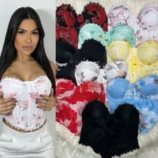Corselet Flor com Bojo e sem Moda Blogueira Moda Fashion Moda Gringa