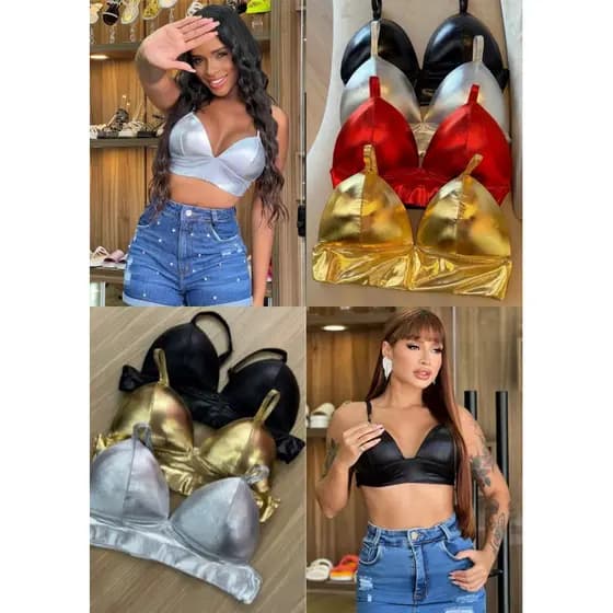 Top Cropped Metalizado Moda balada Moda blogueira fashion moda verão moda fim de ano Natal ano novo