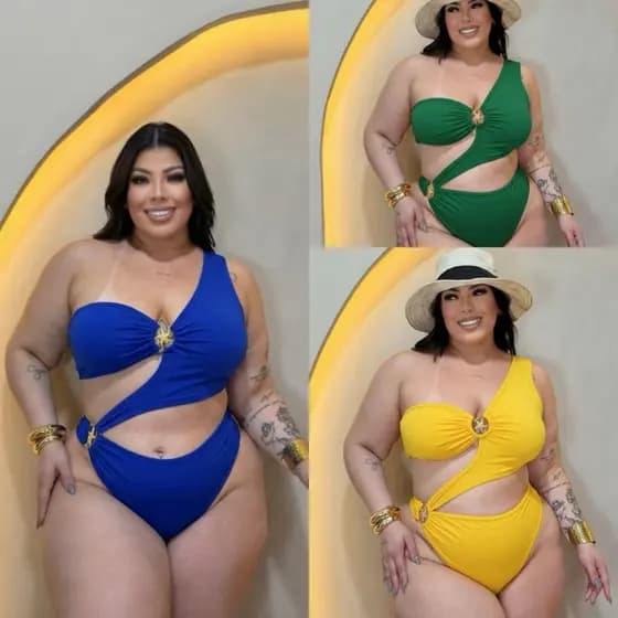 Body Plus Size 46/52 Feminino com Detalhe de Estrela do Mar