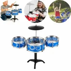 Bateria Infantil Brinquedo Musical 3 Tambores Educativa para Crianças 3+ Anos