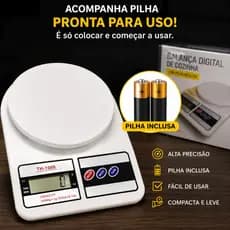 Balança Digital de Cozinha 10KG Alta Precisão Função Tara Portátil Para Dieta e Confeitaria